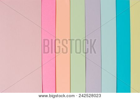 Color Paper On A White Background For A Lesson Of Origami. Accurate Apportion Of Color Paper For A B