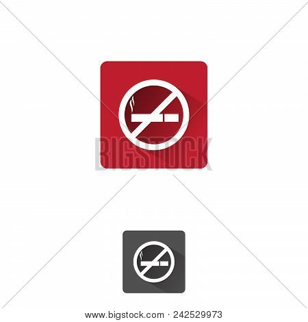 Vector Mark No Smoking On The Square Background With Shadow. Simple Graphic For No Smooking. Vector 