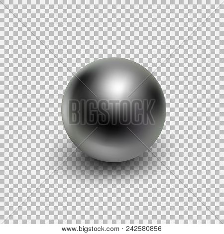 Chrome Metal Ball Realistic Isolated On Transparent Background. Spherical 3d Orb With Transparent Gl