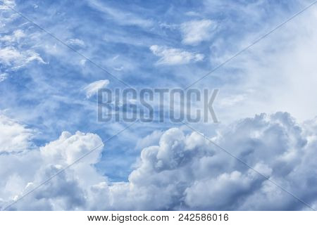 Bright Blue Cloudy Sky - Fluffy Clouds