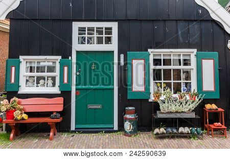 Marken, Netherlands - August 25, 2017: Bench And Decoration In Front Of A House In Marken, Netherlan