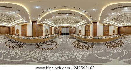 Minsk, Belarus - July, 2017: Full Seamless Panorama 360 Degrees Angle View In Interior Of Luxury Emp