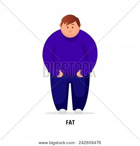 Cartoon Fat Man  Fat Man Feeling Sick. Vector Illustration