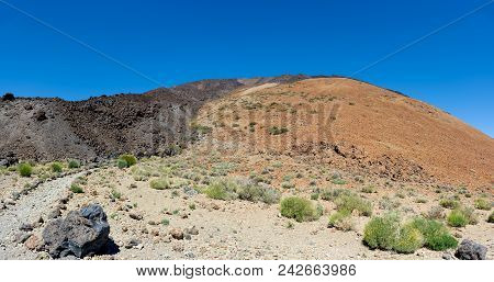Lava Flow On The Hill-side Of The Teide Volcano. Parque Nacional Del Teide On Tenerife, Canary Islan