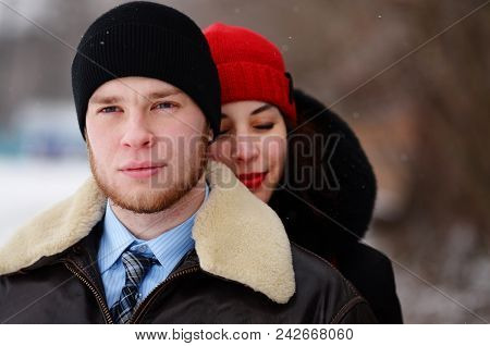 Beautiful Senior Couple On A Walk, Winter Day