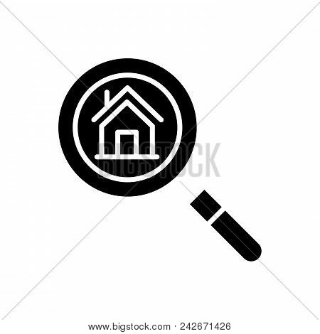 Real Estate Market Research Black Icon Concept. Real Estate Market Research Flat  Vector Website Sig