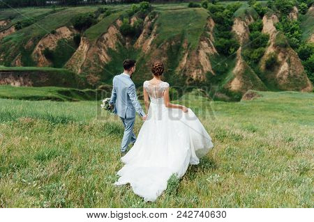 Young Love Couple Celebrating A Wedding In The Mountains