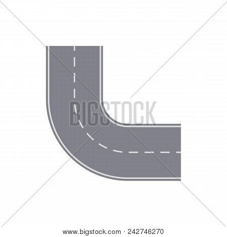 Road Turn Isolated City Street Map Segment. Auto Traffic Element, Highway Construction Vector Illust