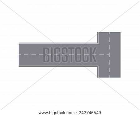 Intersection Road Isolated City Street Map Segment. Auto Traffic Element, Highway Construction Vecto