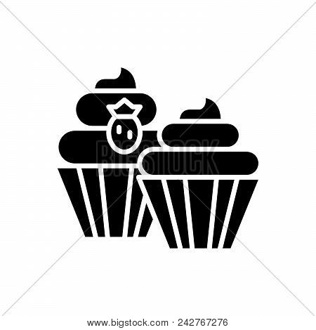 Sweet Treats Black Icon Concept. Sweet Treats Flat  Vector Website Sign, Symbol, Illustration.