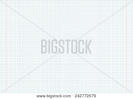 A3 Sheet Horizontal Cage 5 Mm Millimeter Pattern Of School Notebook. Blue Grid Page Template. Backgr
