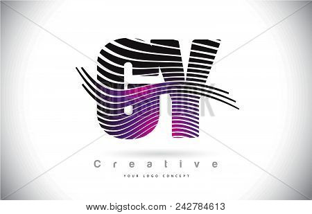 Gy G Y Zebra Texture Letter Logo Design With Creative Lines And Swosh In Purple Magenta Color Vector
