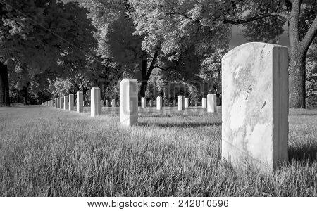 Fort Snelling National Cemetery In Infared Black And White