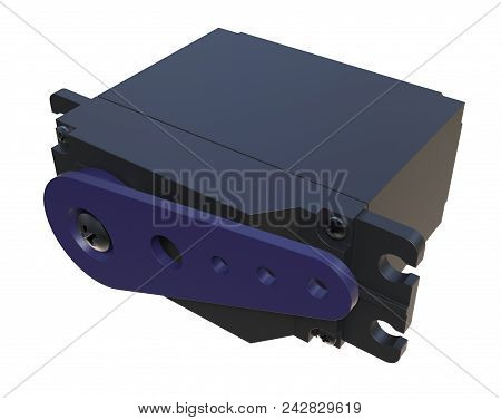 Servo For Rc Models, Isolated On White. 3d Rendering