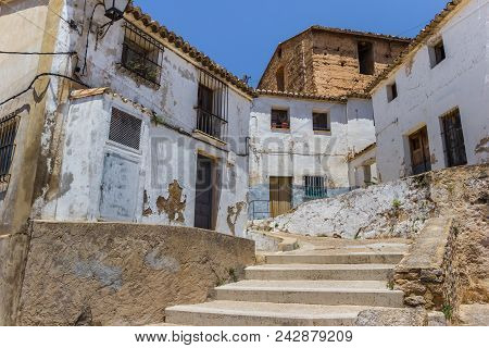 White Houses And Steps In The Old Town Of Bunol, Spain