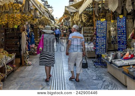 Heraklion, Crete / Greece - July 2, 2013: The Traditional Central Market In Heraklion. It Houses Sho