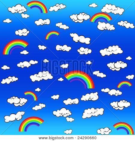 Baggrund med skyer og en Rainbow.eps