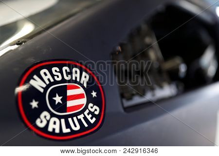 May 24, 2018 - Concord, North Carolina, USA: The car of Kyle Larson (42) sits in the garage before practice for the Coca-Cola 600 at Charlotte Motor Speedway in Concord, North Carolina.