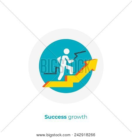 Flat Art Stick Walk Up. Business Growth. Scalable Vector Icon In Modern Cartoon Style. Flat Elements