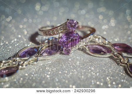 Silver Ring With Natural Amethyst