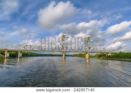 Drawbridge Of A Vertical-climbing Type Across The Svir River, Russia