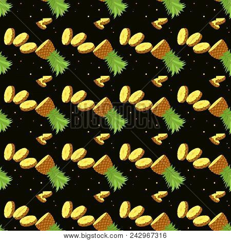 Seamless Pattern. Pineapple Background. Vector Illustration. Perfect For Invitations, Greeting Cards
