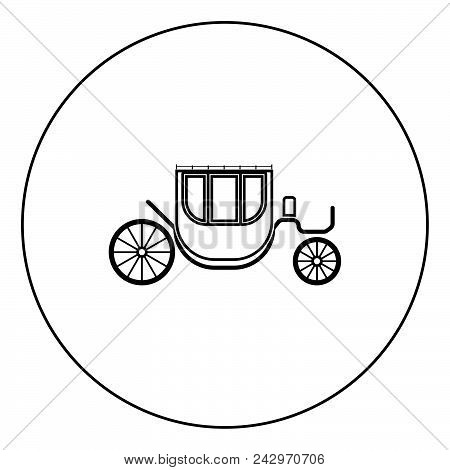 Carriage Black Icon In Circle Outline Vector Illustration Image