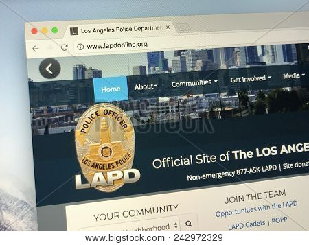 Amsterdam, Netherlands - May 28, 2018: Website Of The Los Angeles Police Department (lapd), Official