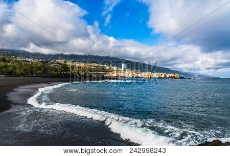 View Of Colourful Houses Of Punta Brava From Beach Jardin In Puerto De La Cruz, Tenerife, Canary Isl
