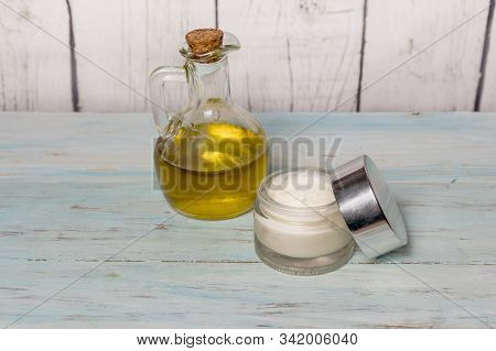 Homemade Olive Oil Face Cream, In Glass Jar