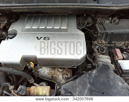 Dirty Broken Engine In The Engine Compartment