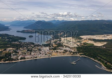 Aerial View Of A Sechelt, Small Town On Sunshine Coast, Located Northwest Of Vancouver, British Colu