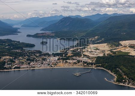 Aerial View Of A Sechelt, Small Town On Sunshine Coast, Located Northwest Of Vancouver, British Colu
