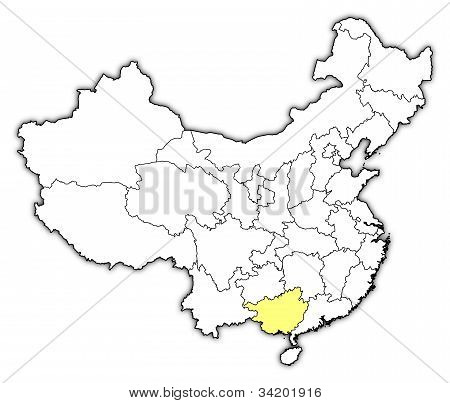 Kiina, Guangxi, korostettu kartta