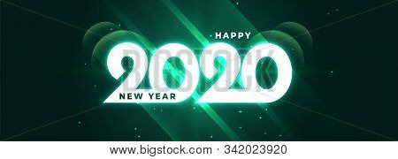 Glowing Happy New Year 2020 Shiny Banner Design