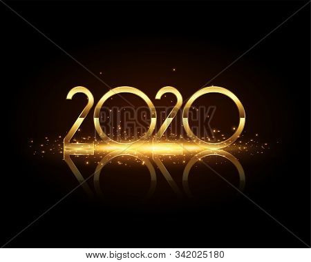 2020 New Year Golden Text On Black Background