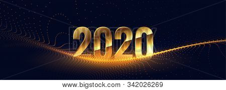 2020 New Year In Golden Style With Particle Wave