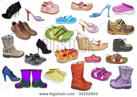 zbiór różnych buty na białym tle