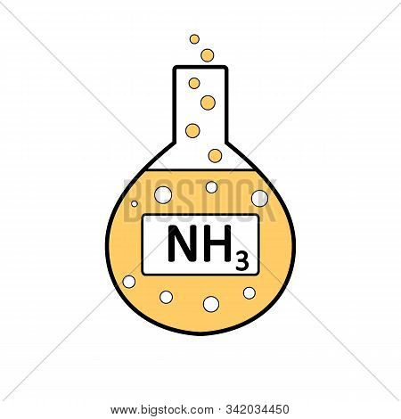 Laboratory Glass With Ammonia On White Background. Vector Illustration.