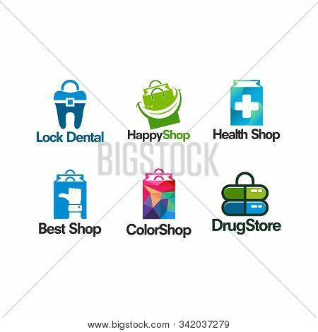 Set Of Shop Logo Designs Template Vector, Set Of Sale Logo Template