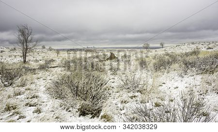 Winter Snow On South Table Mountain Outside Of Golden Colorado.