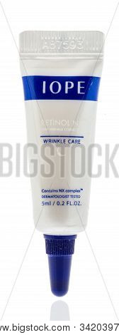 Winneconne, Wi - 29 September 2019 : A Package Of Iope Wrinkle Care Cream On An Isolated Background