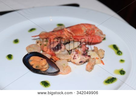 Various Sorts Of Seafood On A Plate