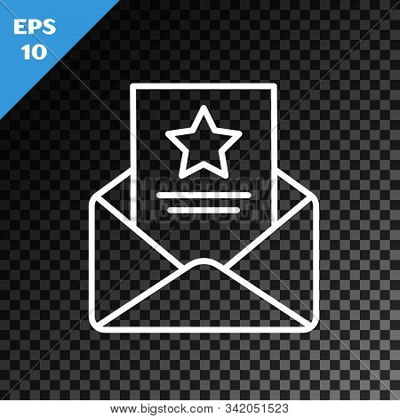 White Line The Arrest Warrant Icon Isolated On Transparent Dark Background. Police Badge With Docume