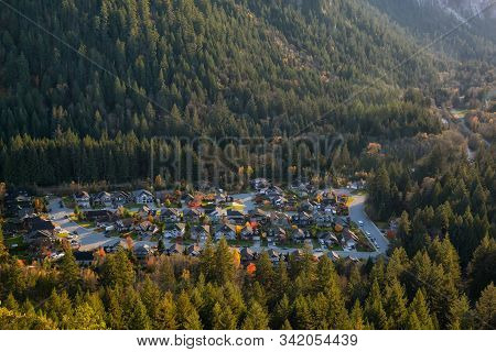 Squamish, North Of Vancouver, British Columbia, Canada. Beautiful View From The Top Of The Mountain 