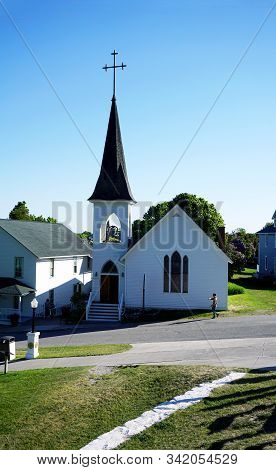 Mackinac Island, Michigan / United States - June 11, 2018:: The Trinity Episcopal Church Offers Wors