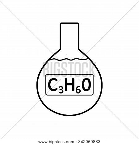 Laboratory Glass With Acetone On White Background. Vector Illustration.