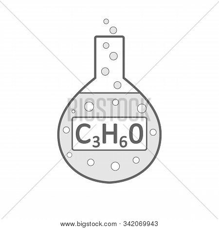 Laboratory Glass With Acetone On White Background. Vector Illustration.