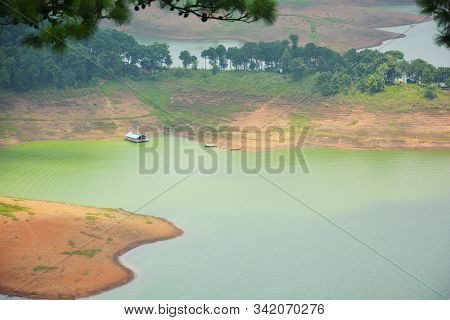 Barapani Or Umiam Lake Of  Shillong, Meghalaya As Seen Fron The View Point On The Road With Water, T