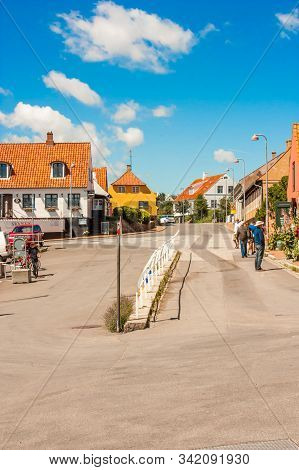 The Streets At The Harbor In The City Of Svaneke, Bornholm, Denmark - June 2018.